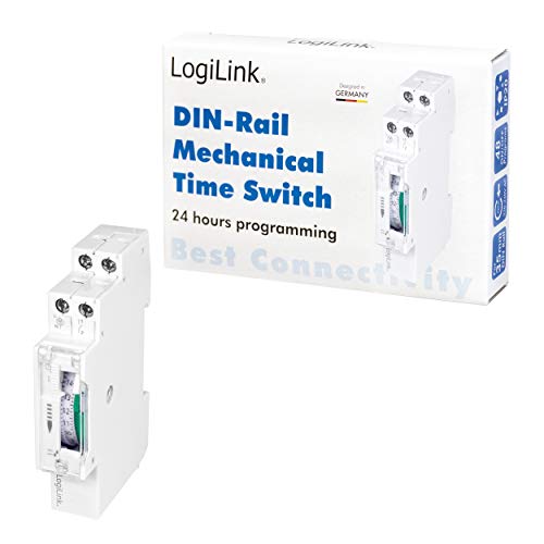 LogiLink ET0009 ET0009-DIN-RAIL - Temporizador con Temporizador mecánico para Cambiar fácilmente por Ejemplo Luces de neón, Calentadores de Agua, linternas, Sistemas de riego, etc, protección IP20