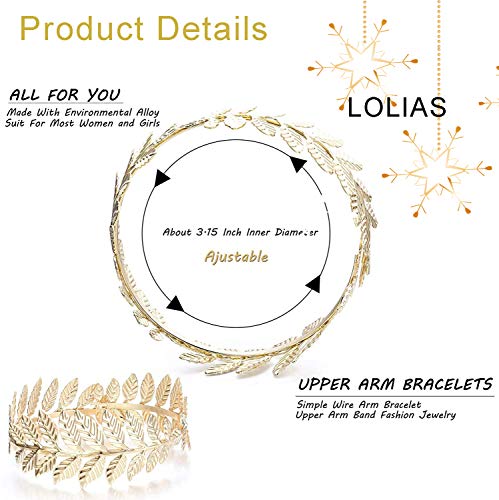 LOLIAS 5 Piezas Brazalete Ajustable Abierto para Mujeres Pulsera de Brazo Gitana Minimalista Bohemia Brazalete Chapado en Oro Brazalete de Hoja Brazaletes de Abrigo Apilable Pulsera Ancha