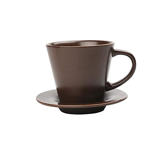 lookmoon Tazas Inicio Estilo nórdico Color sólido Oficina Simple Hombres y Mujeres Taza de café Juego de platillo para Tazas Tazas de capuchino-Marrón-250Ml