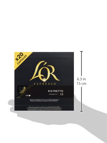 L'Or Café Espresso Ristretto, Intensidad 11, 2 paquetes x 20 Cápsulas de aluminio compatibles con cafeteras Nespresso®*