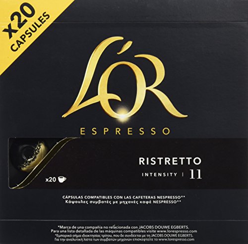 L'Or Café Espresso Ristretto, Intensidad 11, 2 paquetes x 20 Cápsulas de aluminio compatibles con cafeteras Nespresso®*