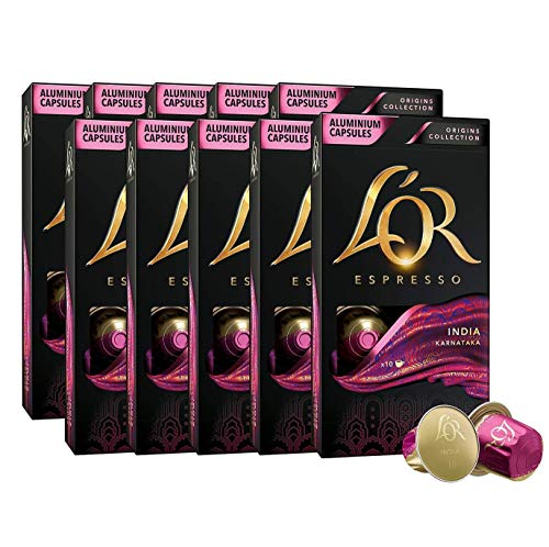 L'Or Espresso Café India Intensidad 10 - 200 cápsulas de aluminio compatibles con máquinas Nespresso (R)* (20 Paquetes de 10 cápsulas)