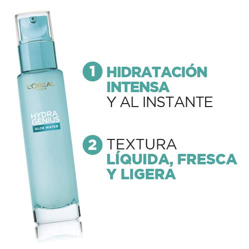 L'Oreal Paris Dermo Expertise Hydragenius Aloe Water - Cuidado Líquido Hidratante para Pieles Normales, 70 ml