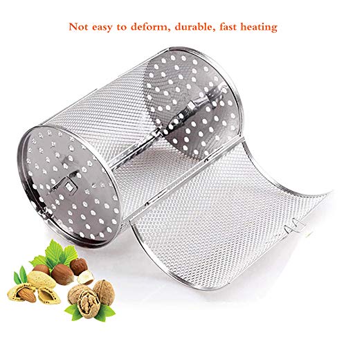 LOREMYI - Jaula giratoria para horno, horno a la parrilla, giratoria, 360º, cesta para asar la cocina, frutos secos para hornear, té, café, barbacoa, 12 x 18 cm 140*180 plata