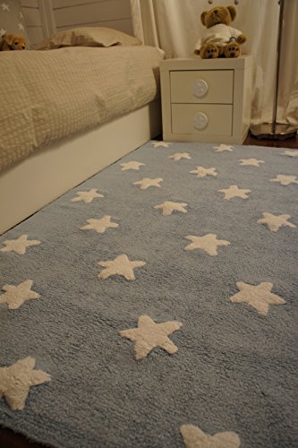 Lorena Canals – Alfombra para bebé (lavable azul estrellas/blanco)