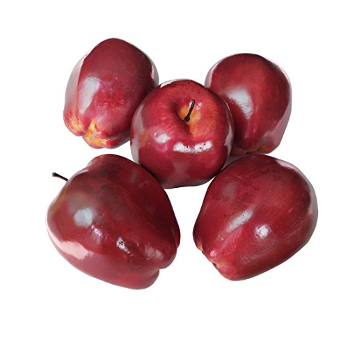 Lorigun Manzanas Artificiales Frutas Falsas Manzanas Deliciosas para La Decoración, Frutas Decorativas, Grandes Manzanas Rojas De Faux 5 Pcs