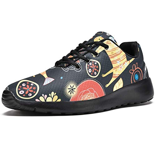 LORVIES - Zapatillas de deporte para hombre, diseño floral de gato con motivos navideños, (multicolor), 42 EU