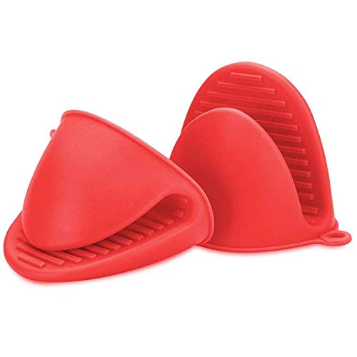 Los guantes de silicona para hornos instantáneos o en la cocina se usan como agarraderas o soportes para hornear. Los soportes para guantes se pueden usar al cocinar en una parrilla (rojo, 1pcs)