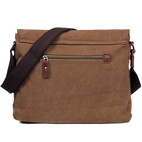 LOSMILE Bolsa Bandolera de Tela de Lona para Hombre A Caqui,Unisex Vintage Canvas Bolso de Hombro para Messenger Bag para Trabajo Uni Viaje Deporte. (Marrón)