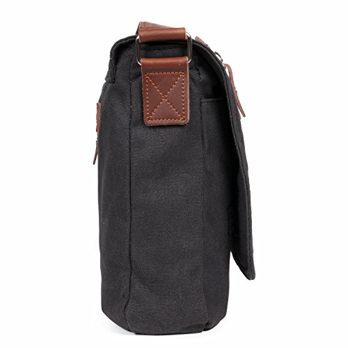 LOSMILE Bolsa Bandolera de Tela de Lona para Hombre,Unisex Vintage Canvas Bolso de Hombro para Messenger Bag para Trabajo Uni Viaje Deporte. (Negro)