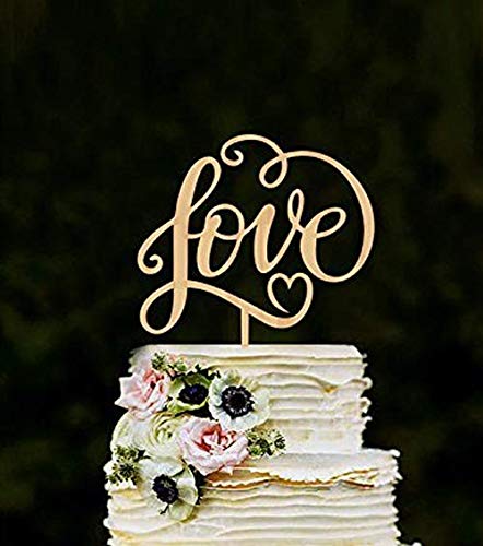 Losuya Love Decoración para tarta de boda con letras de amor de madera para decoración de tartas, bodas, compromisos, regalos