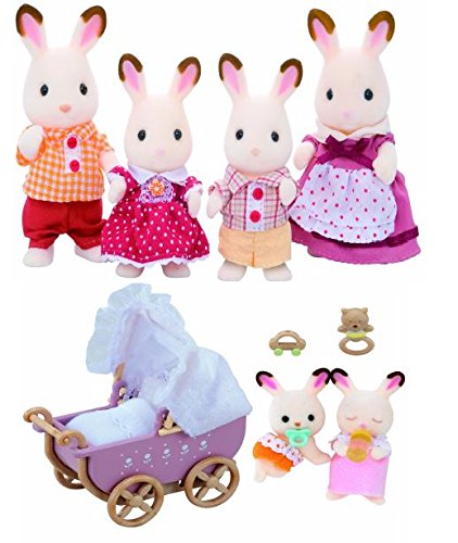 Lote con los conejitos gemelos, Chocolate Rabbit Twins de Sylvanian Families