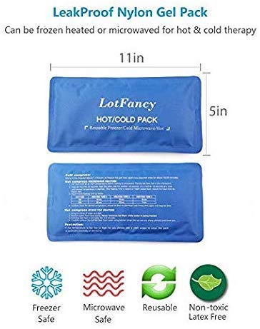 LotFancy Bolsa de Gel Frío Caliente Reutilizable con Banda de Compresión para Dolor de Esguince, Hinchazón, Dolores Musculares y Articulares (Gel de Grande Tamaño 12.7cm x 28cm)