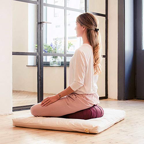 Lotuscrafts Cojin Zafu Meditación Yoga Zen - Altura 15 cm - Relleno de Espelta - Cubierta en Algodon Lavable- Cojin Yoga Zafu - Cojin Suelo Redondo - Meditation Cushion - Certificado Gots