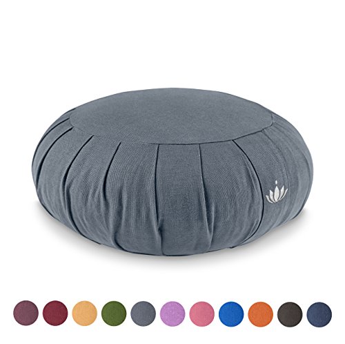 Lotuscrafts Cojin Zafu Meditación Yoga Zen - Altura 15 cm - Relleno de Espelta - Cubierta en Algodon Lavable- Cojin Yoga Zafu - Cojin Suelo Redondo - Meditation Cushion - Certificado Gots