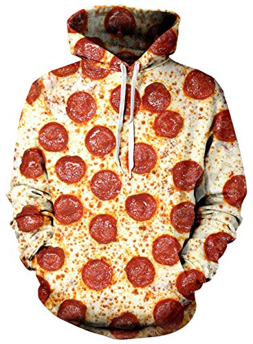 Loveternal Unisex Hoodies 3D Impreso Bacon Pizza Sport Gym Workout Pullover Sudadera con Capucha para Mujeres Hombres L