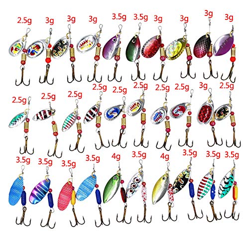 LPATTREN Kit Señuelos de Cucharilla de Pesca Lucio Perca Trucha Spinner Cebo Pesca de Trucha Señuelo de Pesca Tipo Cuchara Kit Cebos de Cucharilla Giratorios Señuelos Pesca,Style A,30PCS