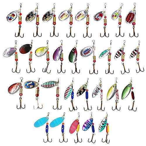 LPATTREN Kit Señuelos de Cucharilla de Pesca Lucio Perca Trucha Spinner Cebo Pesca de Trucha Señuelo de Pesca Tipo Cuchara Kit Cebos de Cucharilla Giratorios Señuelos Pesca,Style A,30PCS