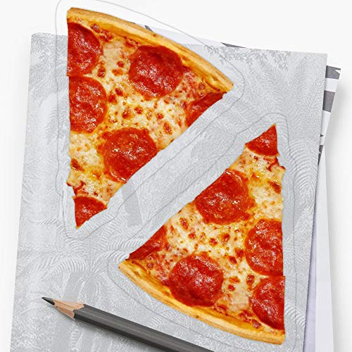 Lplpol Vinilo adhesivo – Pepperoni Pizza Slices × 2 – Divertido calcomanía o portátil, teléfono, coches, botellas de agua 5.5 pulgadas