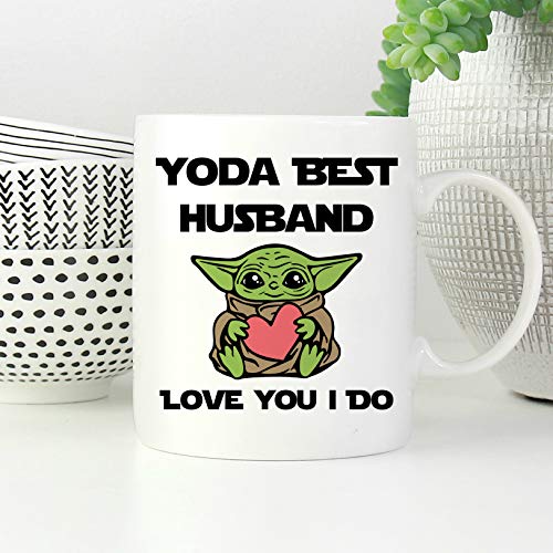 Lplpol Yoda Best Husband taza Love You marido regalo de cumpleaños de esposa 11 oz, blanco 0,3 l blanco
