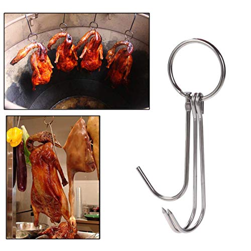 lqgpsx 10 Unids Acero Inoxidable Doble Ganchos Procesamiento de Carne Gancho de Carnicero Tocino Jamones Colgando Secado Barbacoa Parrilla Ganchos de Cocina