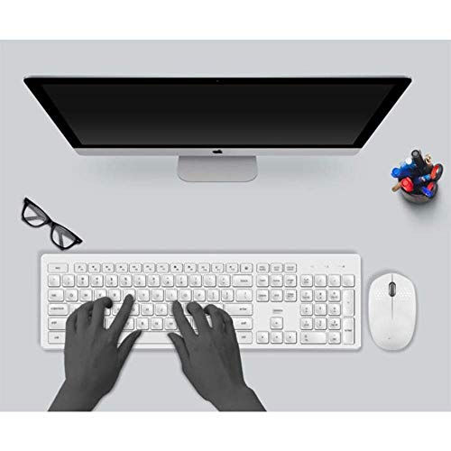 LQH Teclado inalámbrico, Teclado inalámbrico y ratón, Teclado inalámbrico de Juegos, Teclado inalámbrico Combo de ratón, Diseño Delgado, Ligero y Ultra Thin Teclado inalámbrico (Color : White)