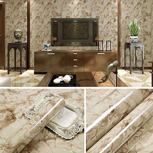 lsaiyy Patrón de mármol imitación Pegatinas Impermeable Papel Pintado Autoadhesivo Aceite de Cocina Mesa de Comedor Mesa del gabinete Puerta renovación Papel Pintado wallpaper-60CMX5M