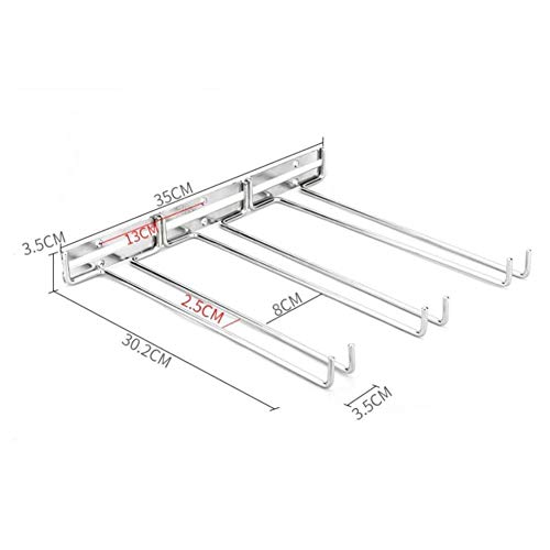 LSLMCS Montado en la pared de cristal Rack de acero inoxidable montado en la pared del vidrio de vino Percha for la barra casera lleva a cabo cualquier tipo de cristalería vino o cerveza Vidrios y fla