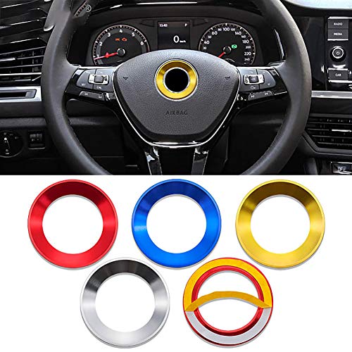 LSYBB Funda de Anillo de Volante de Estilo de Coche para VW Golf 6 7 Polo CC Tiguan Passat Decoración Pegatina Cubierta