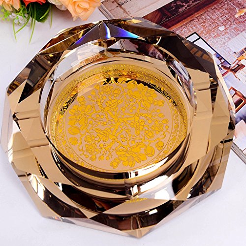 LT Carlos cenicero cortavientos cenicero de cristal y de vidrio couvre-cirage interior y exterior (oro), 20 cm