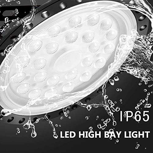 LTPAG 100W UFO Lámpara Alta Bahía, 220V 10000LM Lámpara Industrial, 120° 6000K Luz Blanco Frío, IP65 Impermeable Foco Trabajo LED para Taller, Gimnasio, Nave, Sótano, Garaje, Pared o Techo de Fábrica