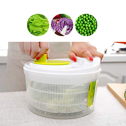 Luccase - Escurridor de ensalada de gran capacidad, sin bisfenol A, manual de lechuga y arandela de verduras con diseño de secado rápido, gran capacidad, escurridor de cocina para la salud y delicioso