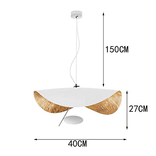 Luces colgantes de luz cálida de 15W LED, exterior blanco interior oro, luz colgante industrial retro Metal Lotus Forma de hoja Diseño Lámpara de suspensión Mesa de comedor Cocina Dormitorio