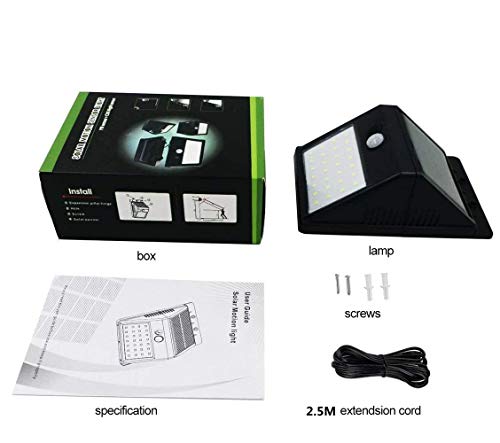 Luces solares Detector de movimiento 28LED Luces de seguridad 3 modos inteligentes Panel solar separable activable para jardín, escaleras, paredes exteriores, etc. (1 Pack)