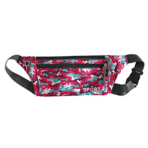 Luckycat Camuflaje Holograma Bolsa De Riñonera, Cinturón Bolsa Cintura Paquete Deporte Impermeable con 2 Bolsillos de Cremallera Correa Ajustable para Mujeres Comprar Correr Ciclismo Viajar Fiestas