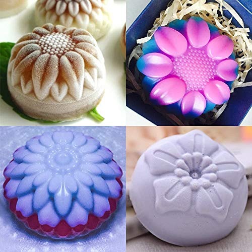 Luckynono 3 moldes de Pastel de Galletas de Silicona, moldes de Flores de Galletas de gelatina, jabonera Hecha a Mano, 9 Formas