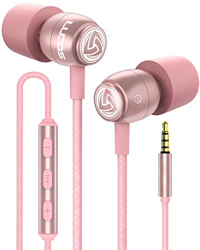 LUDOS Clamor Auriculares con Micrófono y Cable, Cascos Espuma de Memoria, Cable Reforzado, Graves y Control de Volumen Earphones para Mi, Xiaomi, iPhone, Samsung, Huawei, Ordenador, Portátil, PC