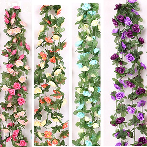 LumenTY 2 Paquetes 2.5 m Artificial Flor Vid Flores Artificiales Rosas Seda Flor Falsa Decoración Hotel Oficina Jardín Familia Fiesta Boda Festival Artesanía Arte Decoración - Champán