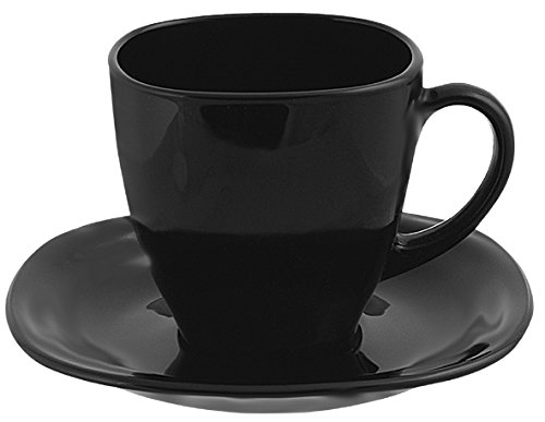 Luminarc 22 Cl Carine Blanco Y Negro Conjuntos de Taza y platillo, Centimeters