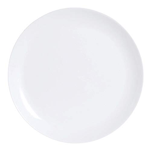 Luminarc Diwali Set 6 Platos Llanos de Vidrio Opal Extra Resistente 25cm, Blanco