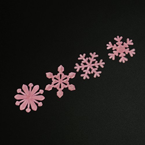 LUOEM Copos de Nieve Fluorescentes Luminosos Vinilos de Navidad Pegatinas de Navidad Adornos para Ventanas Pared 100 Piezas Rosa