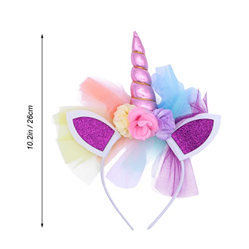 LUOEM Diadema cuerno de unicornio niñas Diadema unicornio diadema Cumpleaños Flor colorida Hheadwear para niños Adultos disfraces cosplay o decoración de fiesta de cumpleaños (rosa)