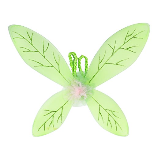 LUOEM Disfraz Hada Niña Alas de Hada Mariposa y Vestido Disfraz Campanilla Niña Verde Rosa Talla M 110-125cm