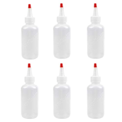 Lurrose 6pcs 4OZ Squeeze Botellas con tapas a prueba de fugas para los condimentos de aceite que pintan el pegamento de pintura Manualidades Taller y Pancake Art 120ml