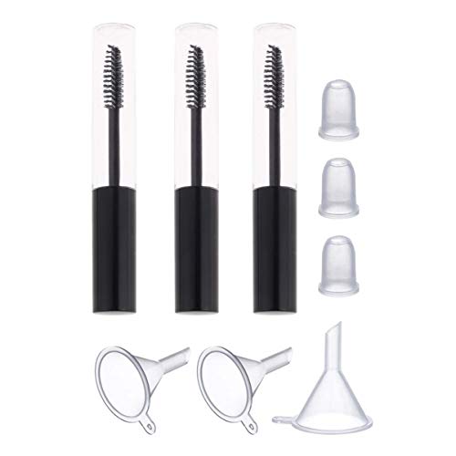 Lurrose Lurrose 3pcs Tubo de rímel vacío con varita de pestañas y 3 piezas de embudo Conjunto rímel rímel envase de crema de pestañas envase contenedor con tapa,10ml