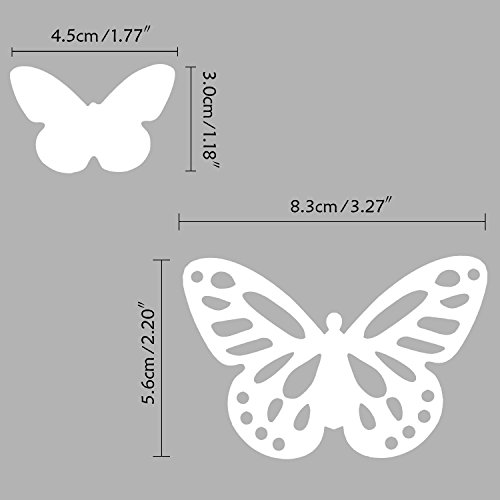 Luxbon 100pcs 3D Decorativas Pegatinas de Pared de la Mariposa 2 Tamaños DIY Mural Decalques Papel Arte Artesanía Inicio Decoración (Blanco)