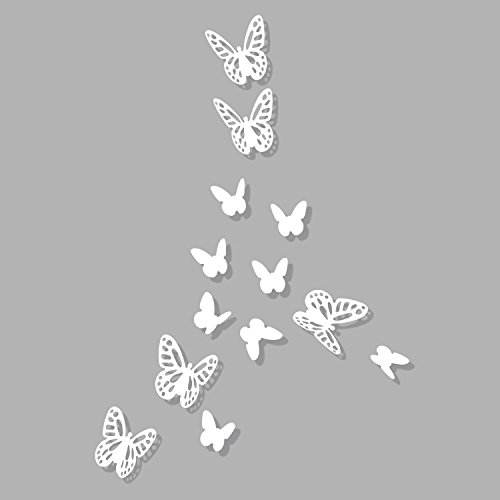 Luxbon 100pcs 3D Decorativas Pegatinas de Pared de la Mariposa 2 Tamaños DIY Mural Decalques Papel Arte Artesanía Inicio Decoración (Blanco)