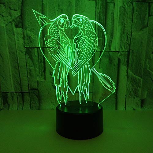 Luz nocturna de ilusión óptica de luz 3D 7 colores pajarito interruptor sensible al tacto carga de batería USB/AA regalo perfecto para la decoración del hogar