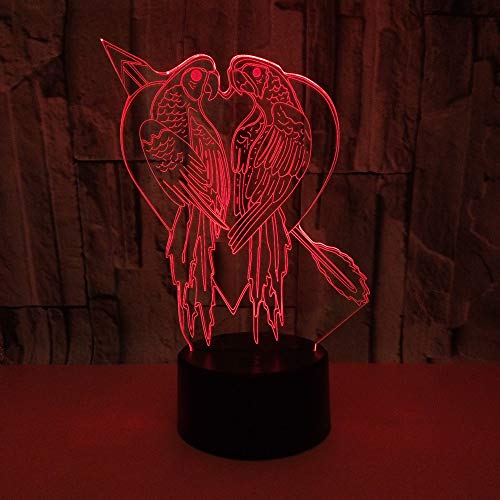 Luz nocturna de ilusión óptica de luz 3D 7 colores pajarito interruptor sensible al tacto carga de batería USB/AA regalo perfecto para la decoración del hogar