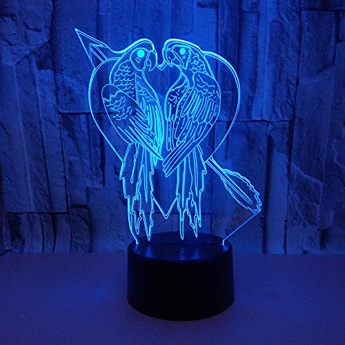 Luz nocturna de ilusión óptica de luz 3D 7 colores pajarito interruptor sensible al tacto carga de batería USB/AA regalo perfecto para la decoración del hogar